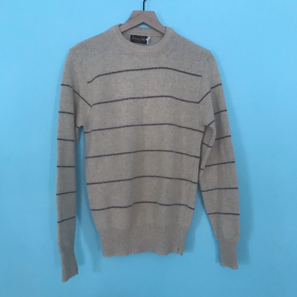 Botany 500 Chunky Pullover Striped Wool Vintage Grandpa Crew Sweater M USA Rare